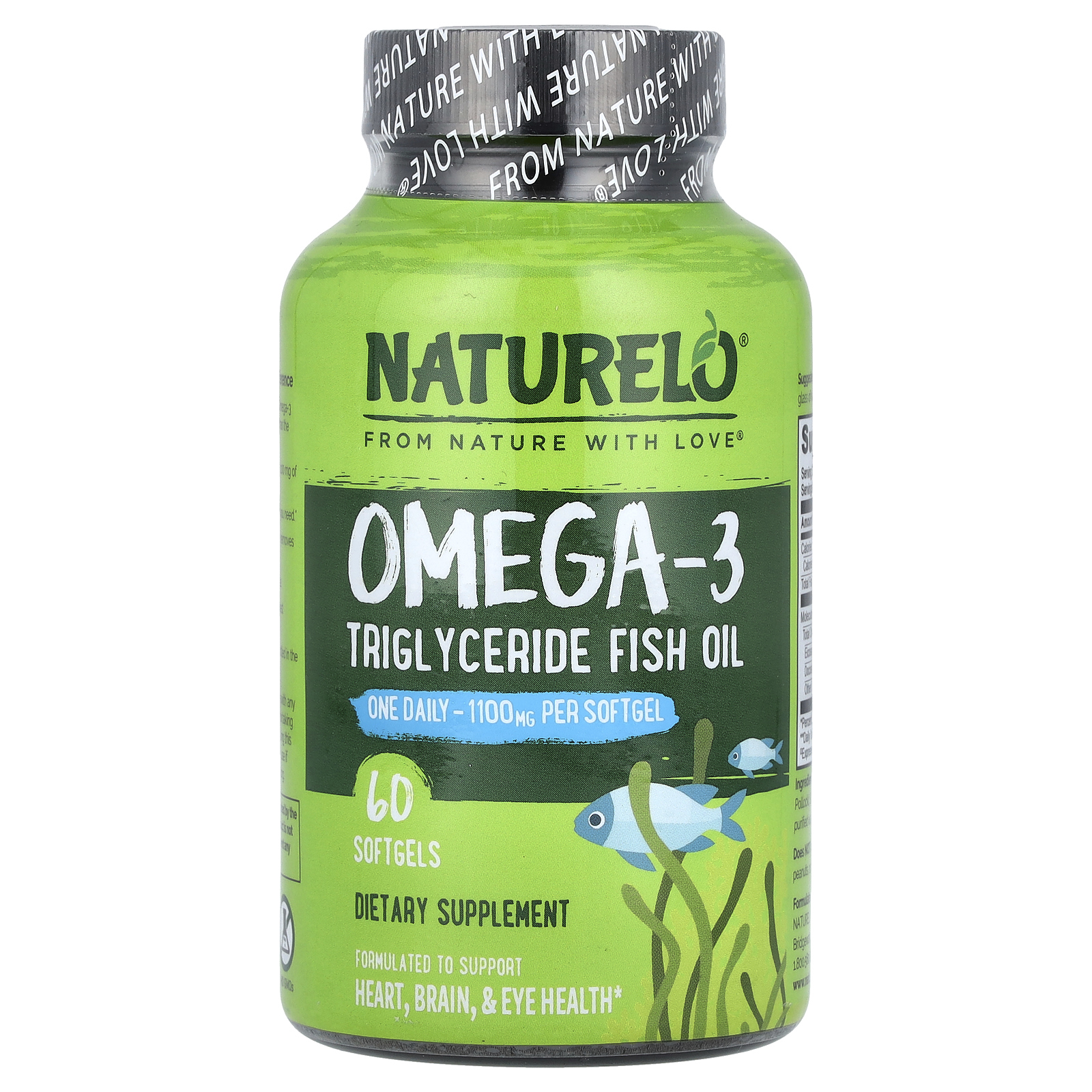 NATURELO, омега-3, рыбий жир в форме триглицеридов, 1100 мг, 60 мягких таблеток