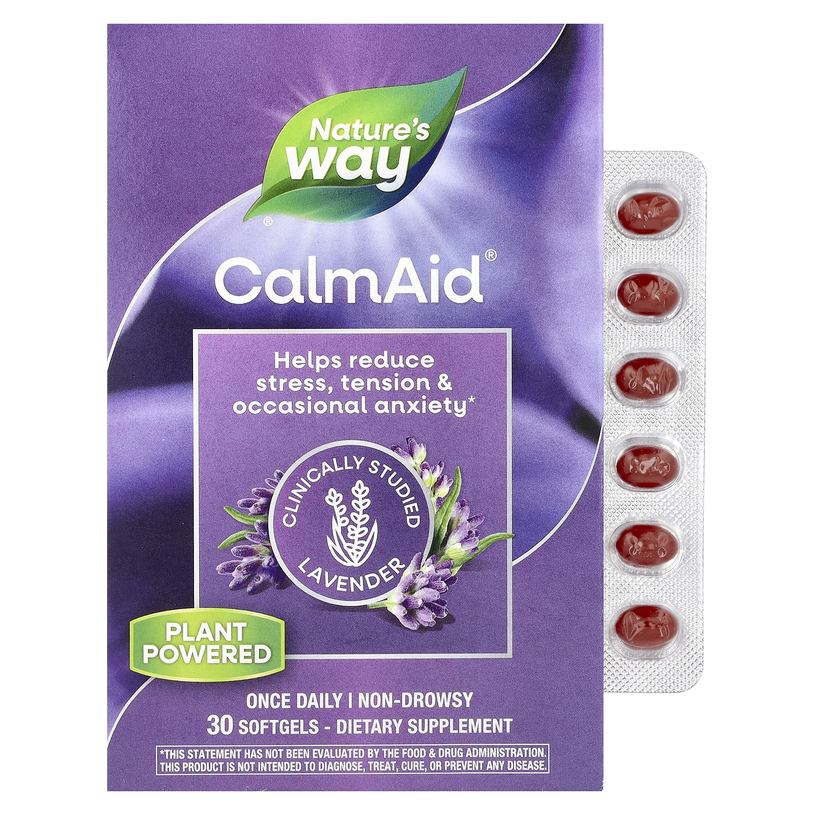 Nature's Way, CalmAid, лаванда в клинически изученных дозировках, 30 капсул