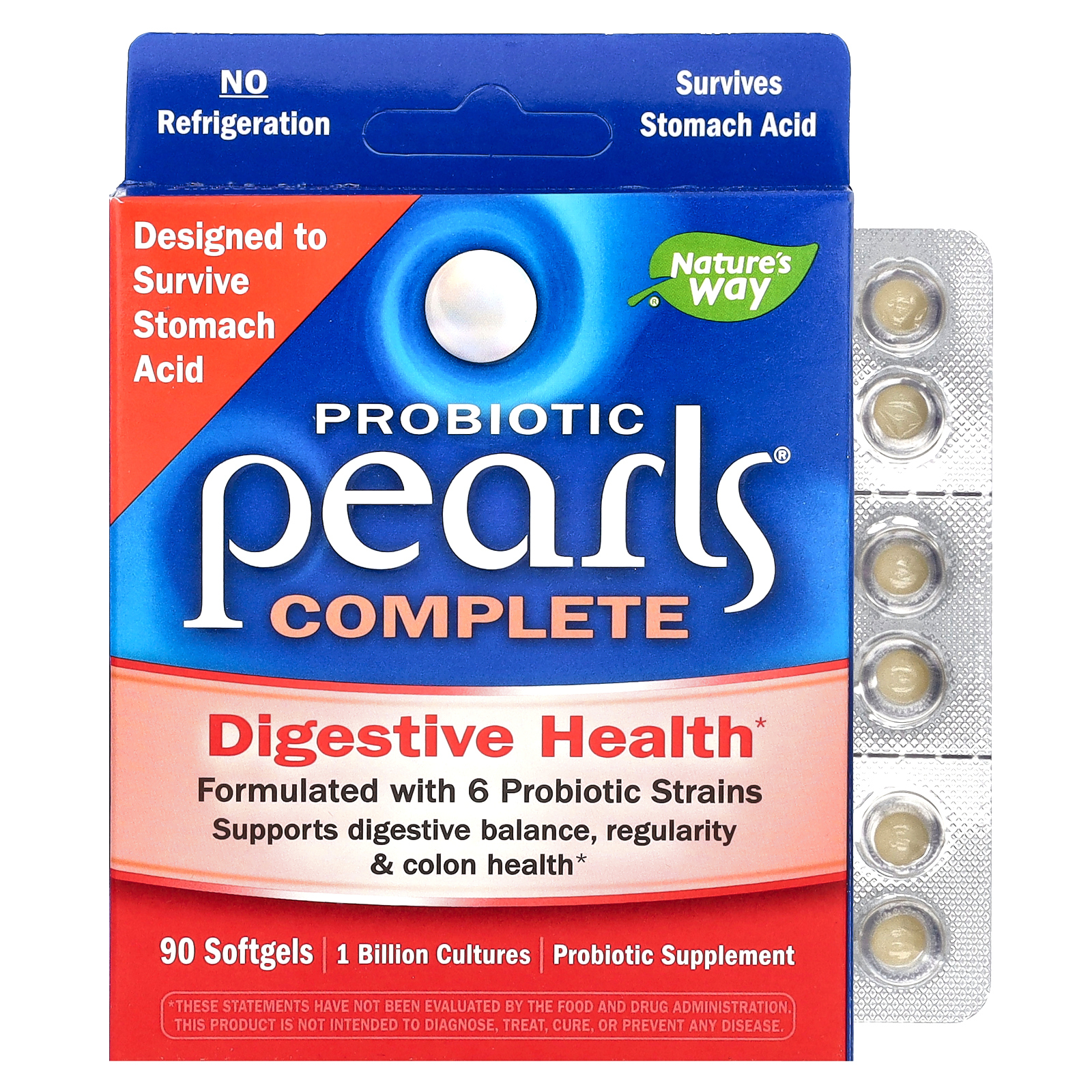 Nature's Way, Probiotic Pearls Complete, пробиотик, 90 капсул