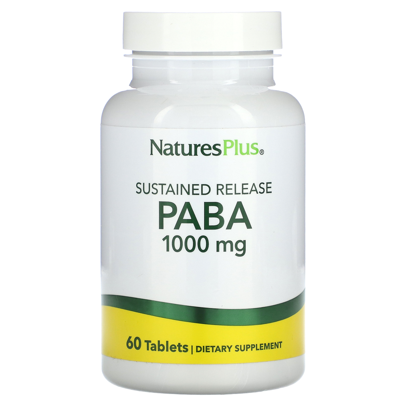 NaturesPlus, ПАБК с замедленным высвобождением, 1000 мг, 60 таблеток