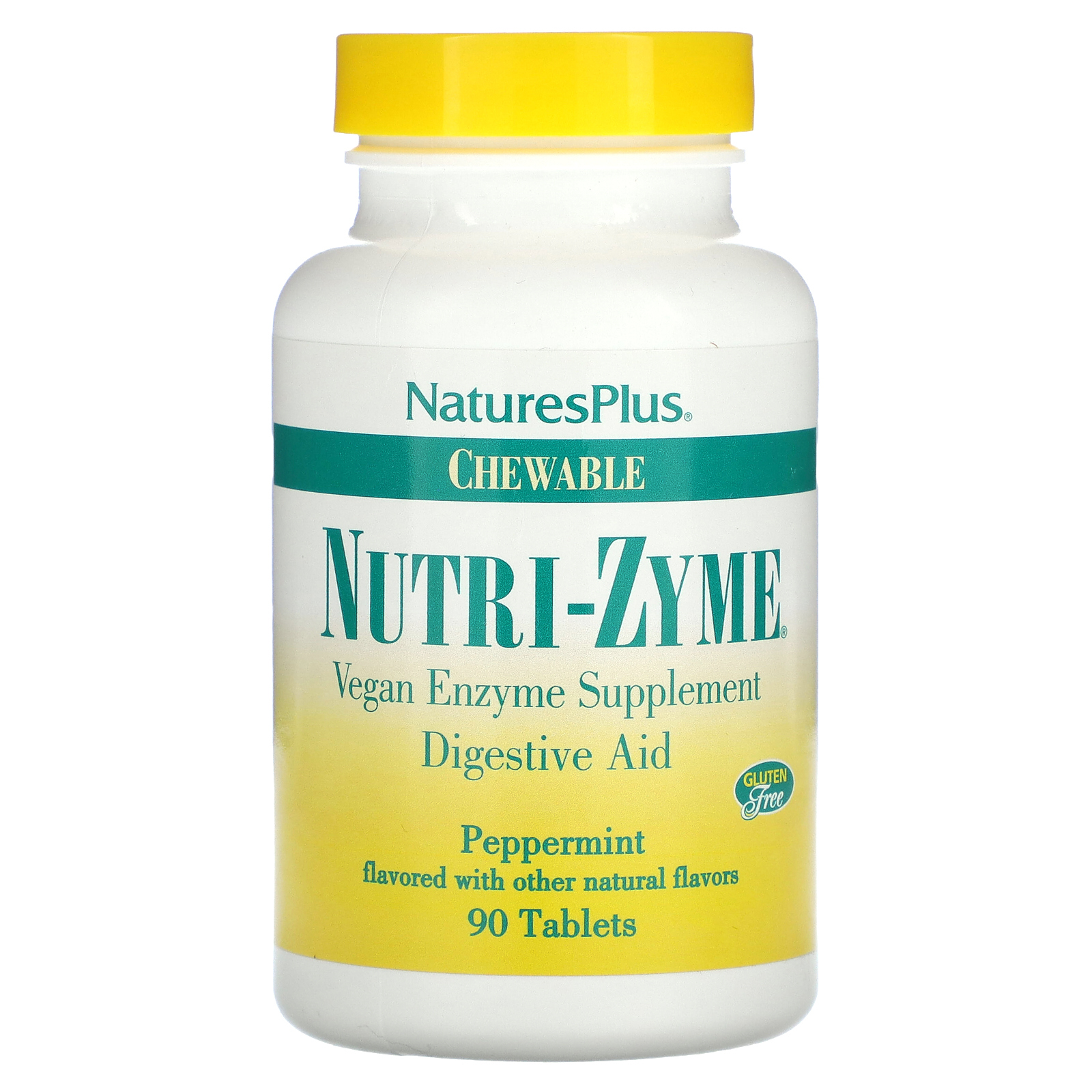 NaturesPlus, Жевательные Nutri-Zyme, перечная мята, 90 таблеток