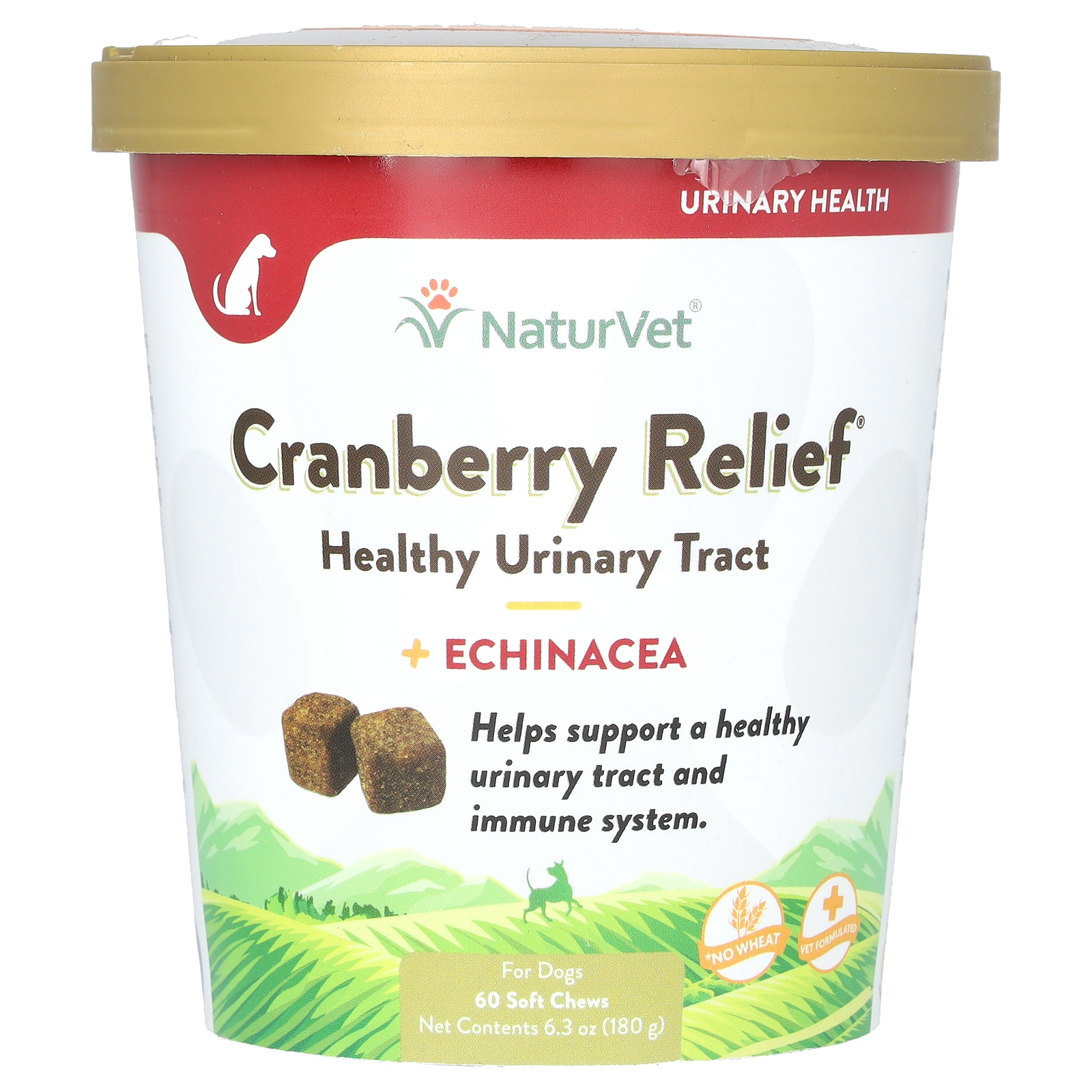 NaturVet, Cranberry Relief, добавка для здоровья мочевыводящих путей и эхинацеи, для собак, 60 жевательных таблеток, 180 г (6,3 унции)