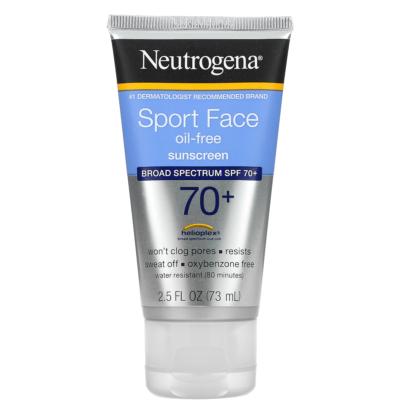 Neutrogena, Солнцезащитное средство для лица Sport Face без масла, SPF 70+, 73 мл (2,5 жидк. Унции)