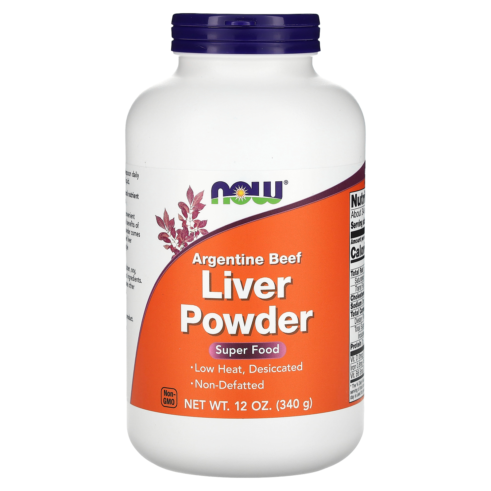NOW Foods, порошок из аргентинской говяжьей печени, 340 г (12 унций)