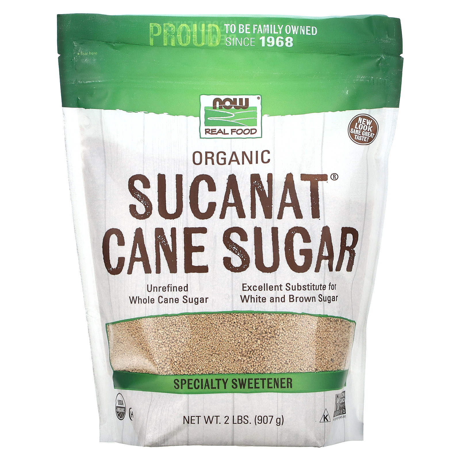 NOW Foods, Real Food, Sucanat, сертифицированный органический тростниковый сахар, 907 г (2 фунта)