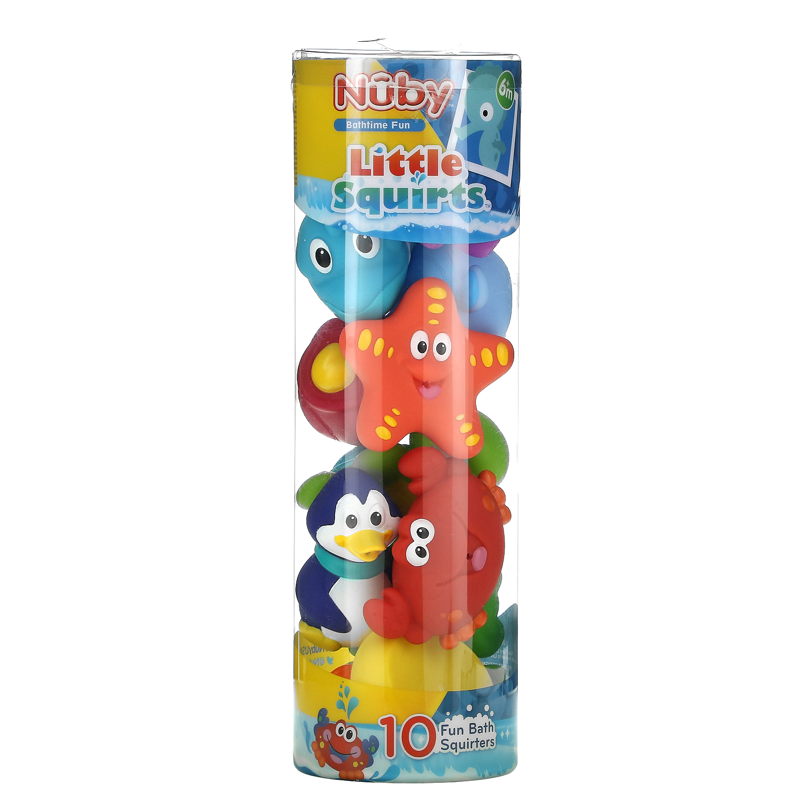 Nuby, Little Squirts, веселые сквиртеры для ванны, для детей от 6 месяцев, 10 шт.