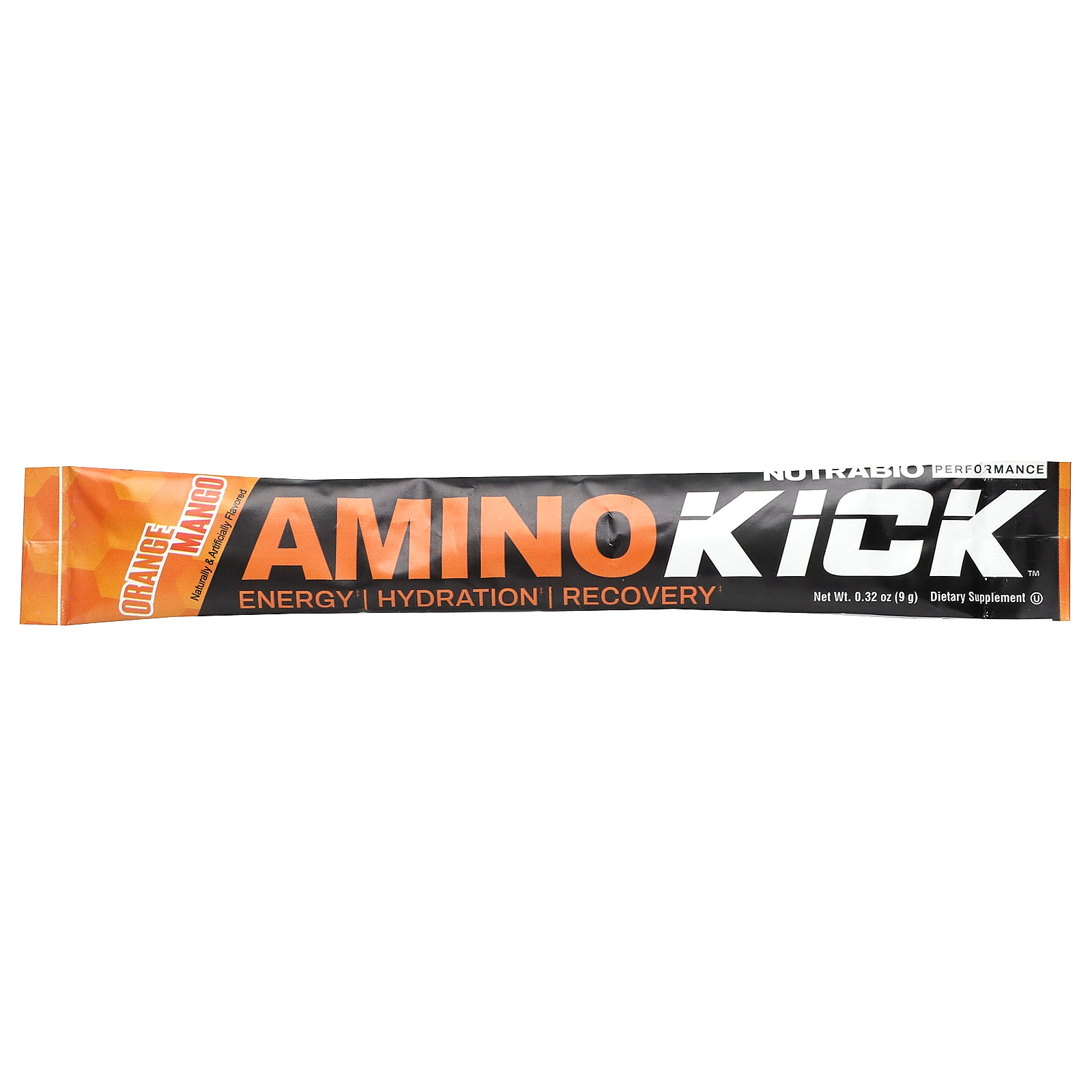 NutraBio, Amino Kick, апельсин и манго, 1 пакетик, 9 г (0,32 унции)