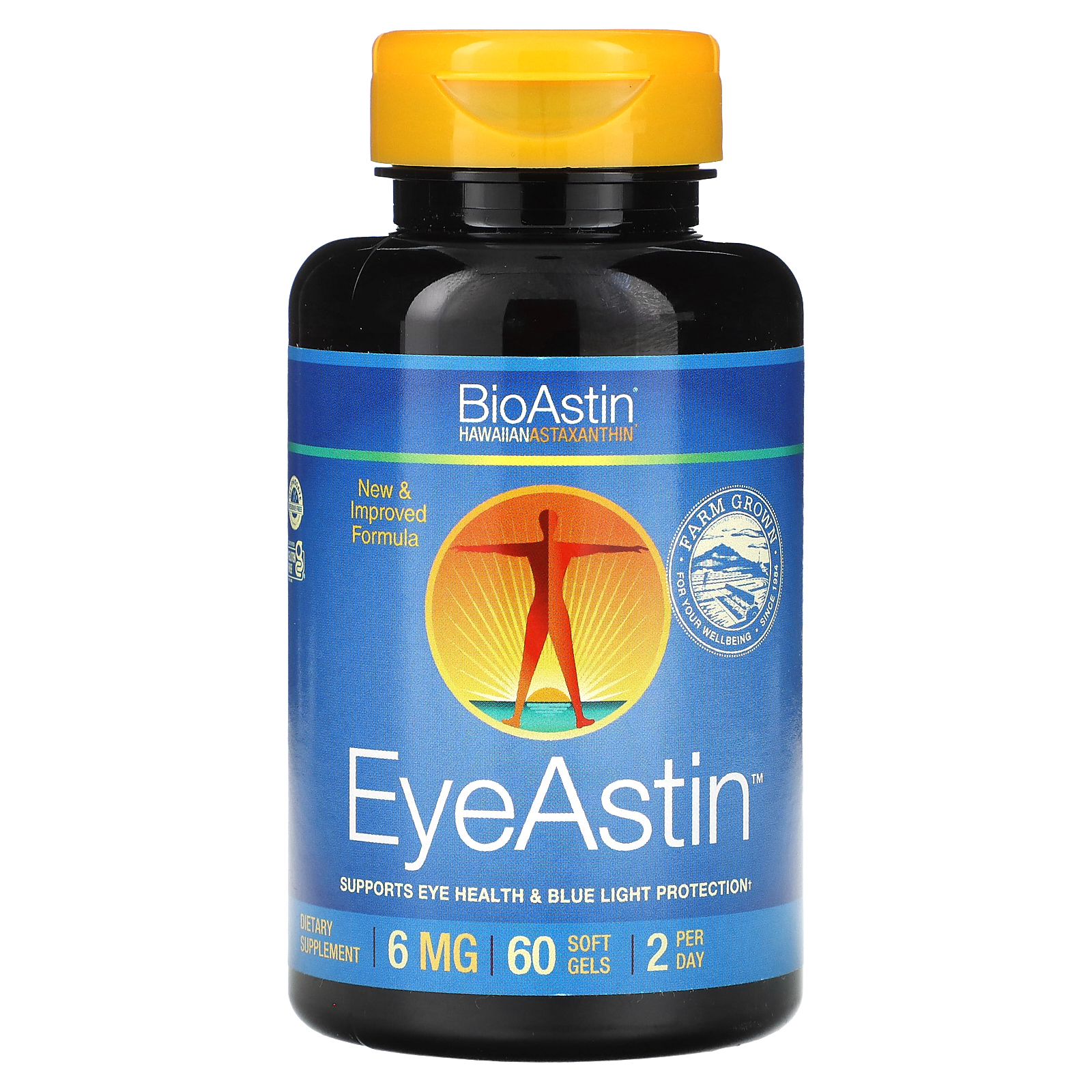 Nutrex Hawaii, BioAstin, EyeAstin, гавайский астаксантин, 6 мг, 60 капсул (3 мг в 1 капсуле)