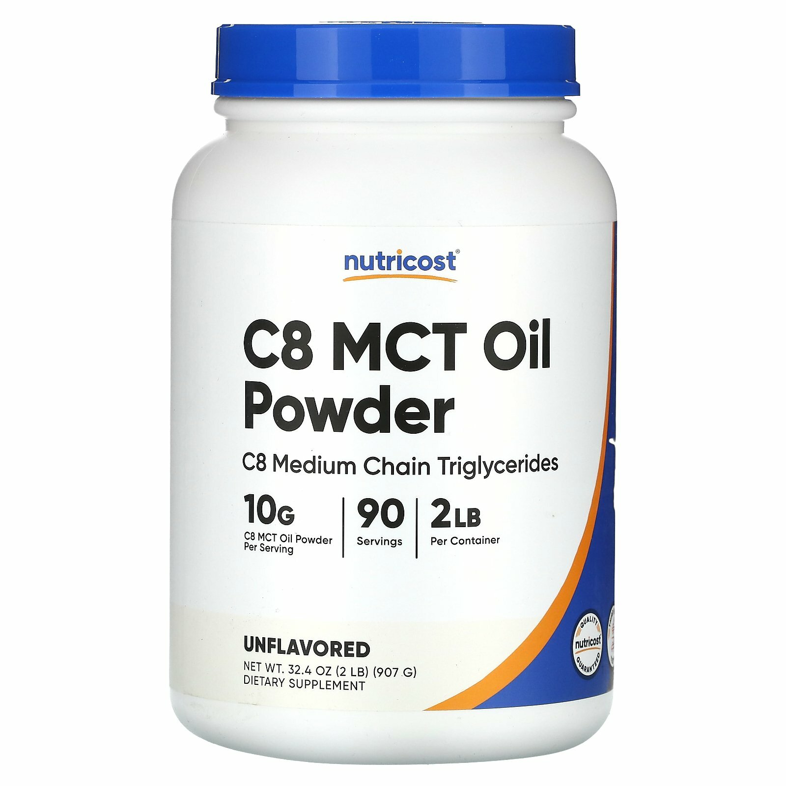 Nutricost, Масло C8 MCT в порошке, без добавок, 907 г (2 фунта)