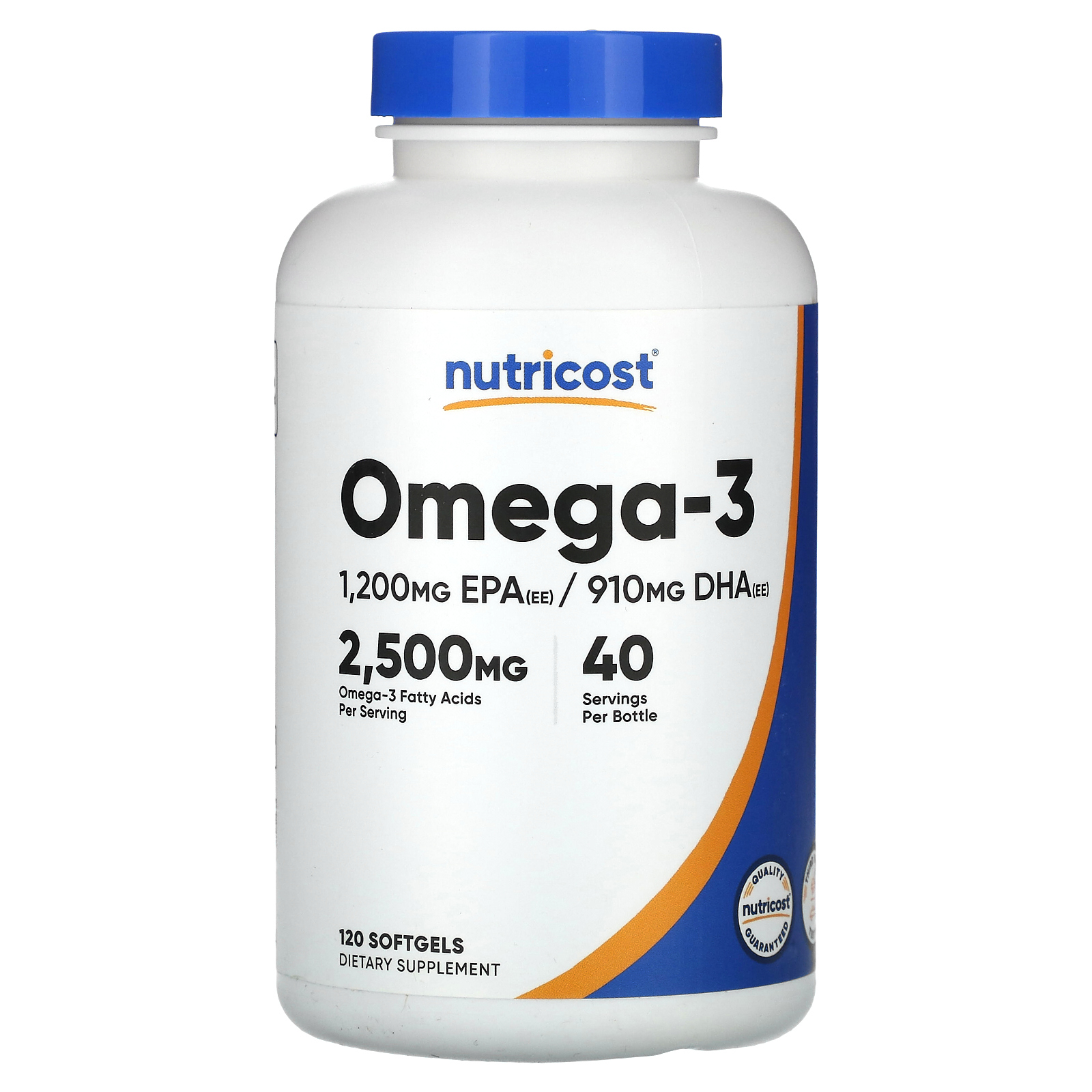 Nutricost, омега-3, 2500 мг, 120 мягких таблеток (833 мг в 1 капсуле)