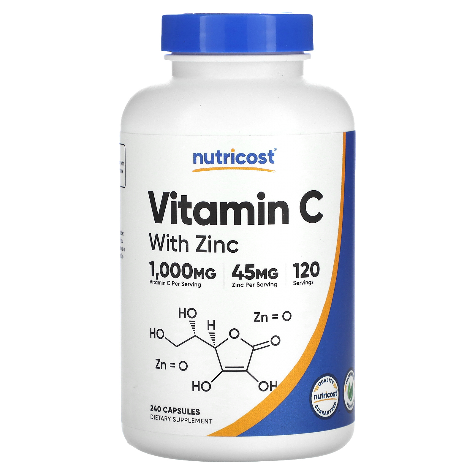 Nutricost, Витамин C с цинком, 240 капсул