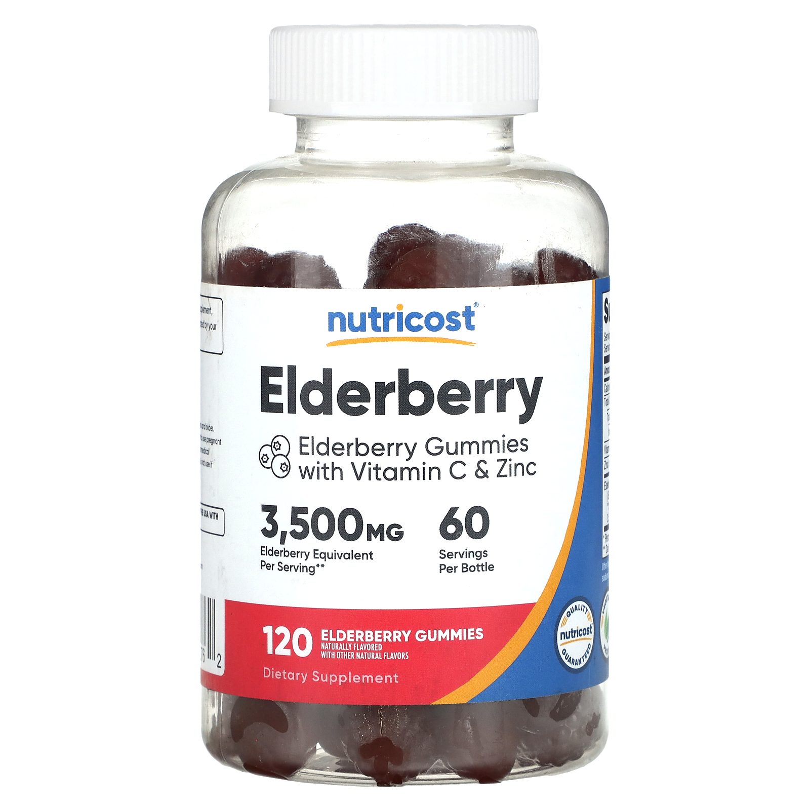 Nutricost, жевательные мармеладки с бузиной, витамином C и цинком, со вкусом бузины, 120 жевательных конфет
