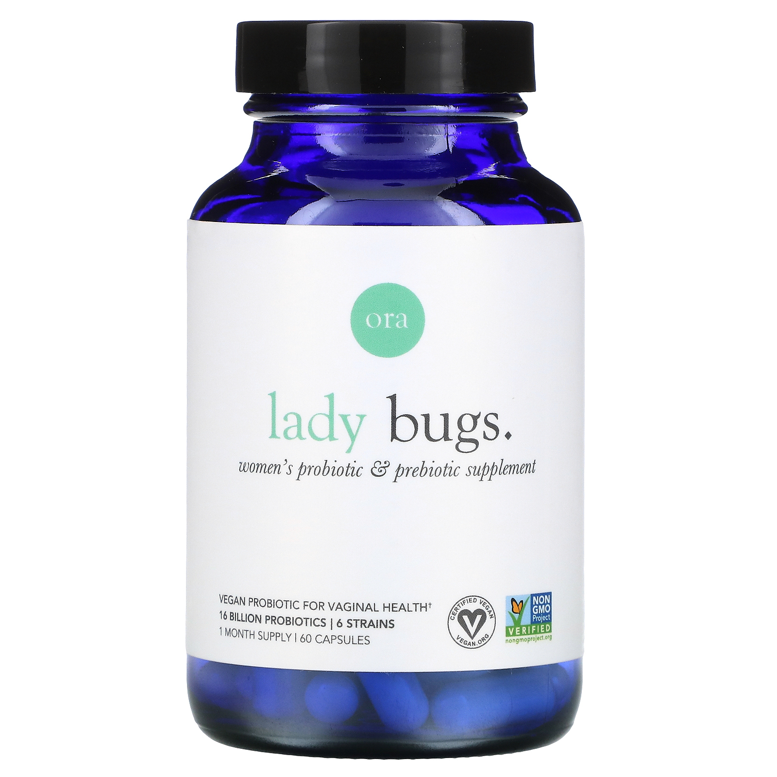 Ora, Lady Bugs, добавка с пробиотиками и пребиотиками для женщин, 60 капсул