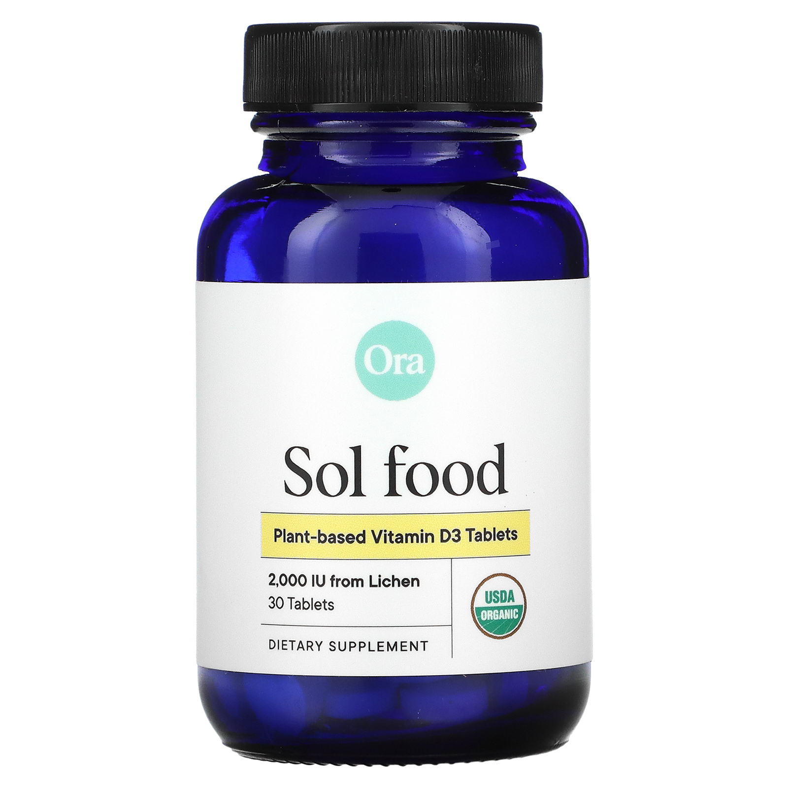Ora, Sol Food, растительный витамин D3, 2000 МЕ, 30 таблеток