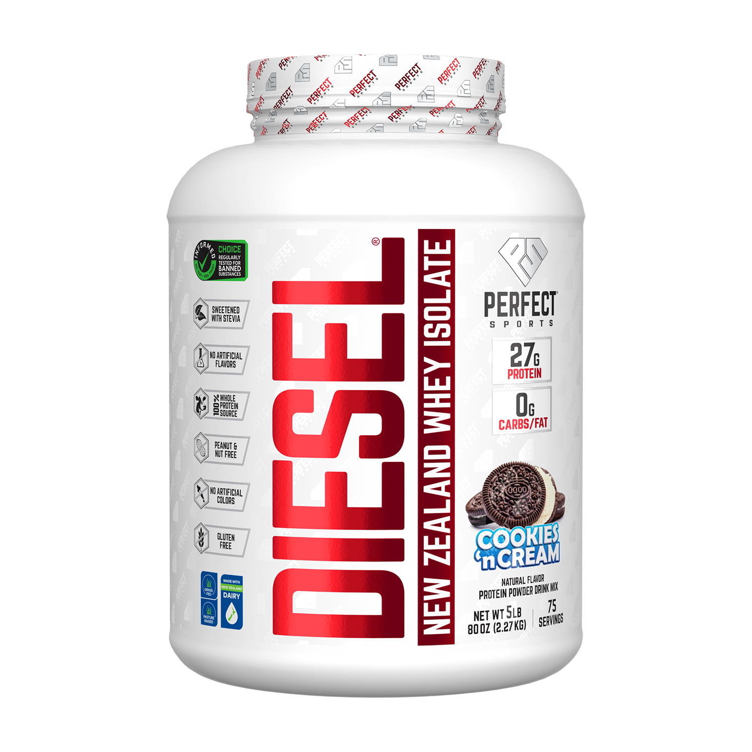 Perfect Sports, Diet, новозеландский сывороточный изолят, печенье и крем, 2,27 кг (5 фунтов)