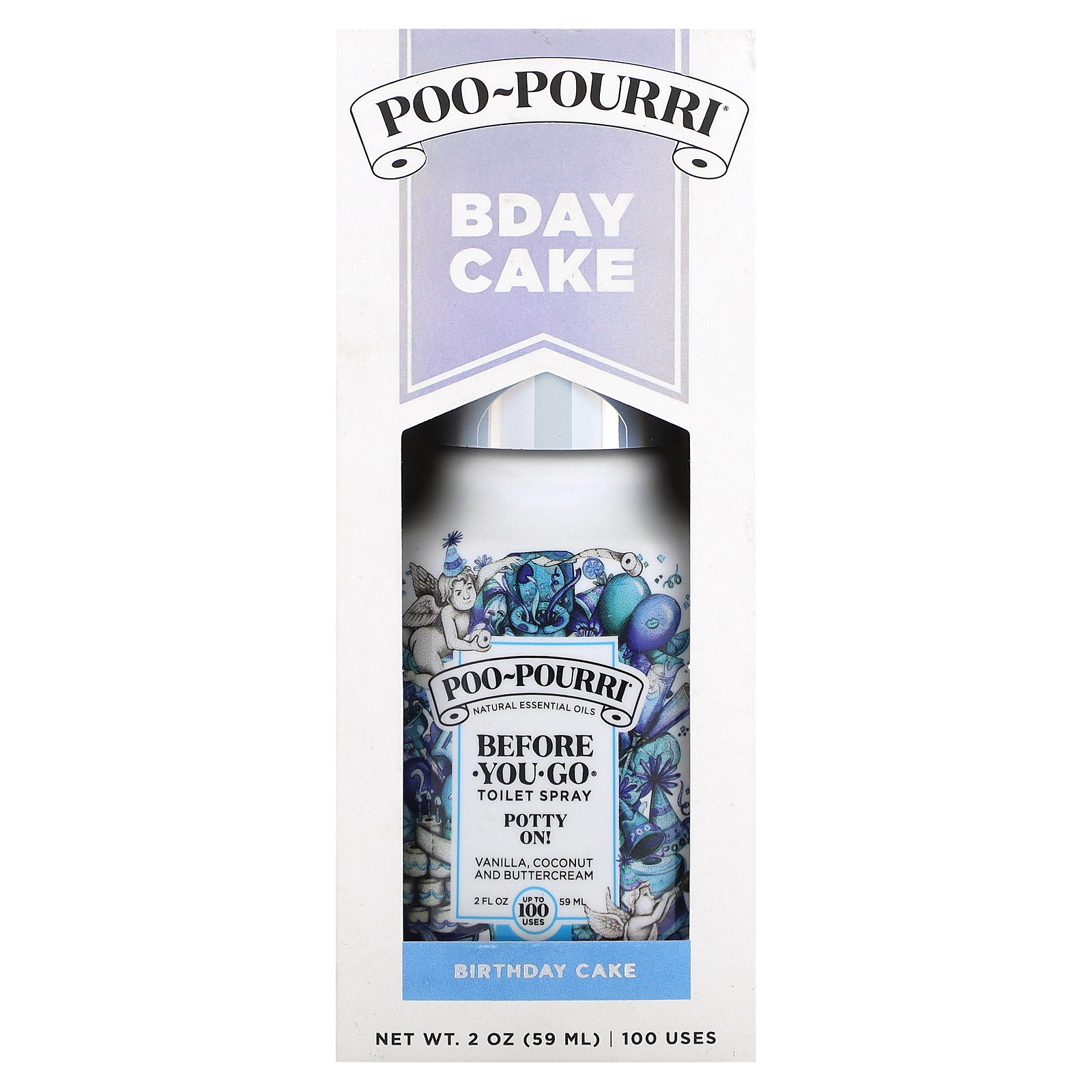 Poo-Pourri, Before-You-Go, спрей-освежитель для туалета, со вкусом торта, ваниль, кокос и сливочный крем, 59 мл (2 жидк. унции)