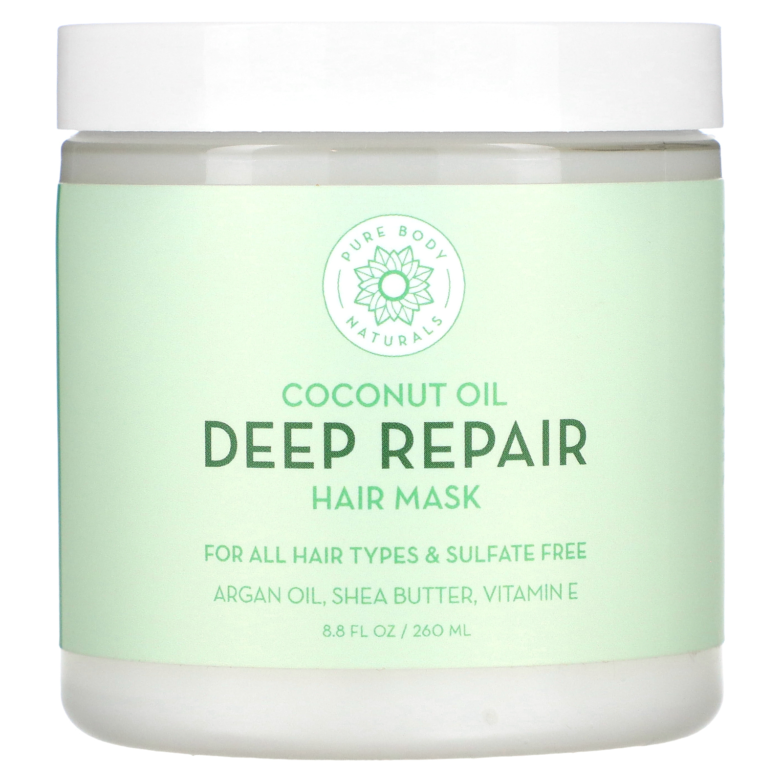 Pure Body Naturals, Кокосовое масло, маска для глубокого восстановления волос, 260 мл (8,8 жидк. унции)
