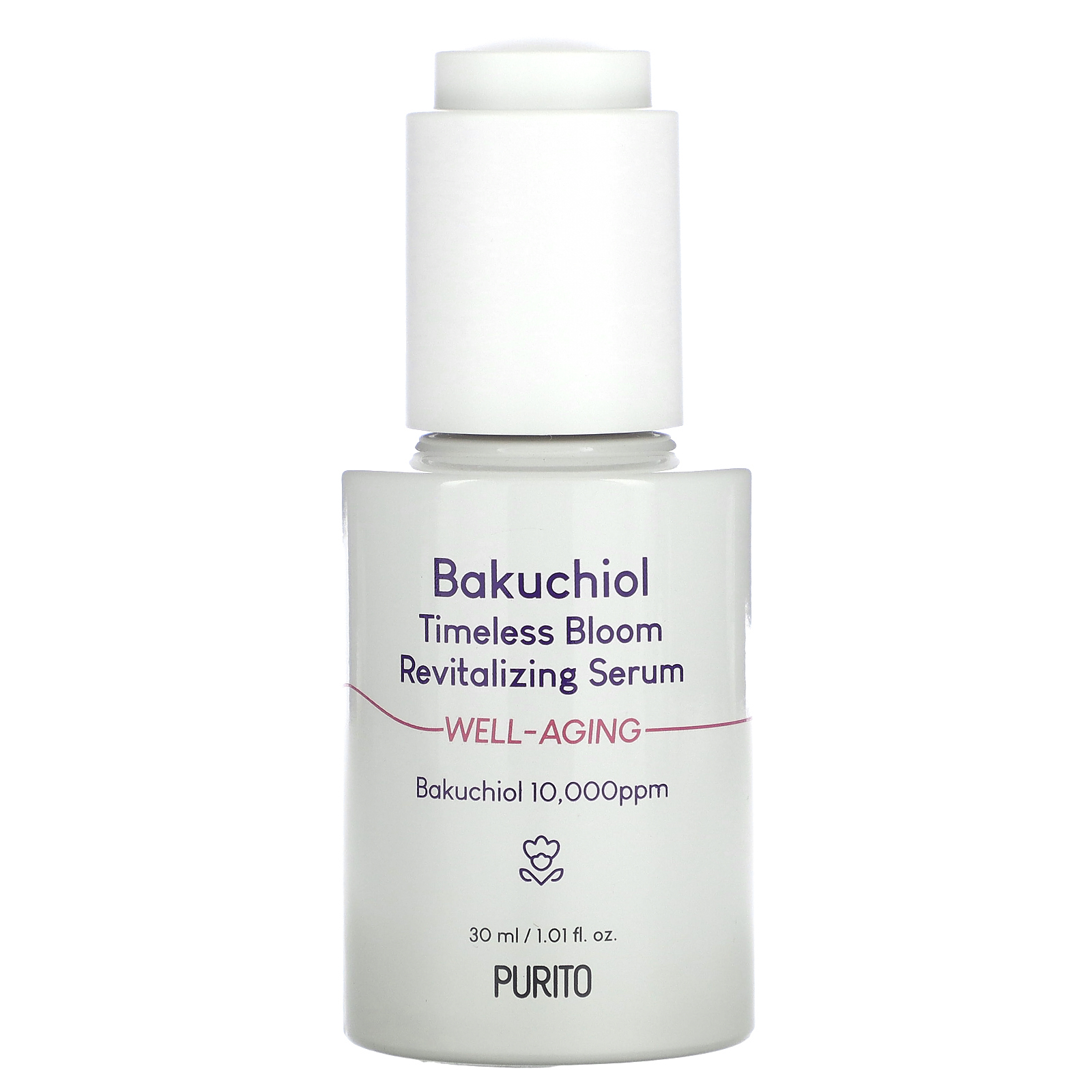 Purito, Bakuchiol Timeless Bloom восстанавливающая сыворотка, 30 мл (1,01 жидк. Унции)