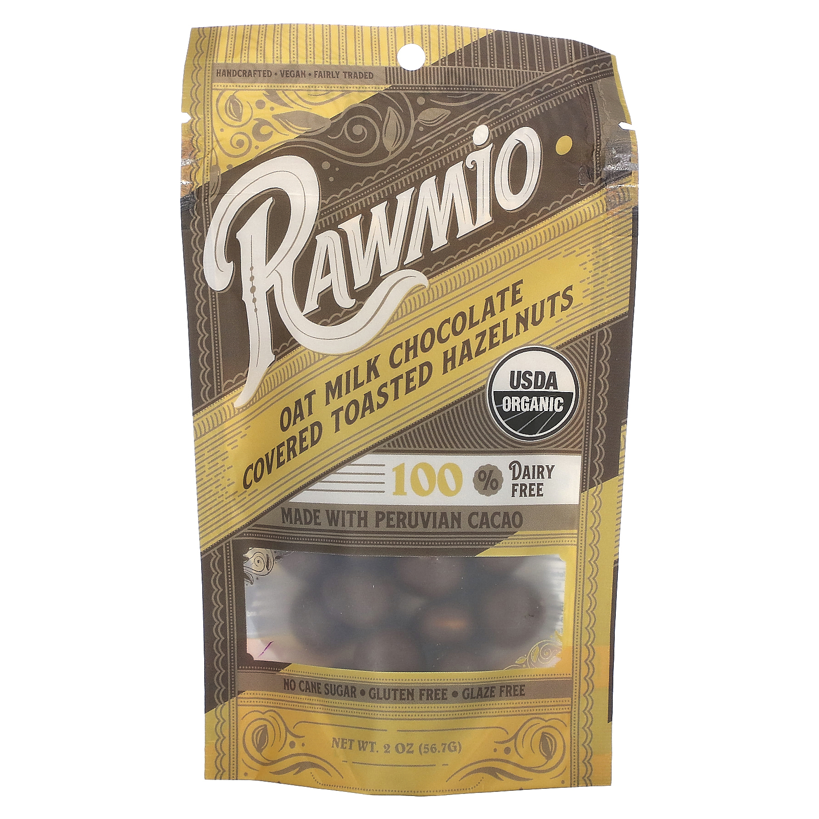 Rawmio, Обжаренный фундук в овсяном молочном шоколаде, 56,7 г (2 унции)