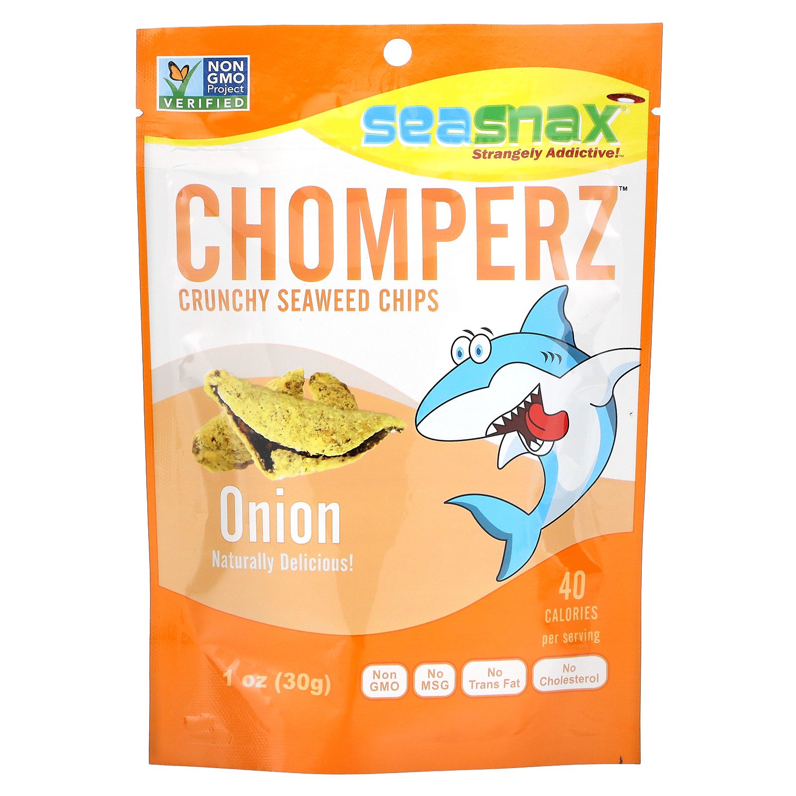 SeaSnax, Chomperz, хрустящие чипсы из морских водорослей, с луком, 1 унций (30 г)