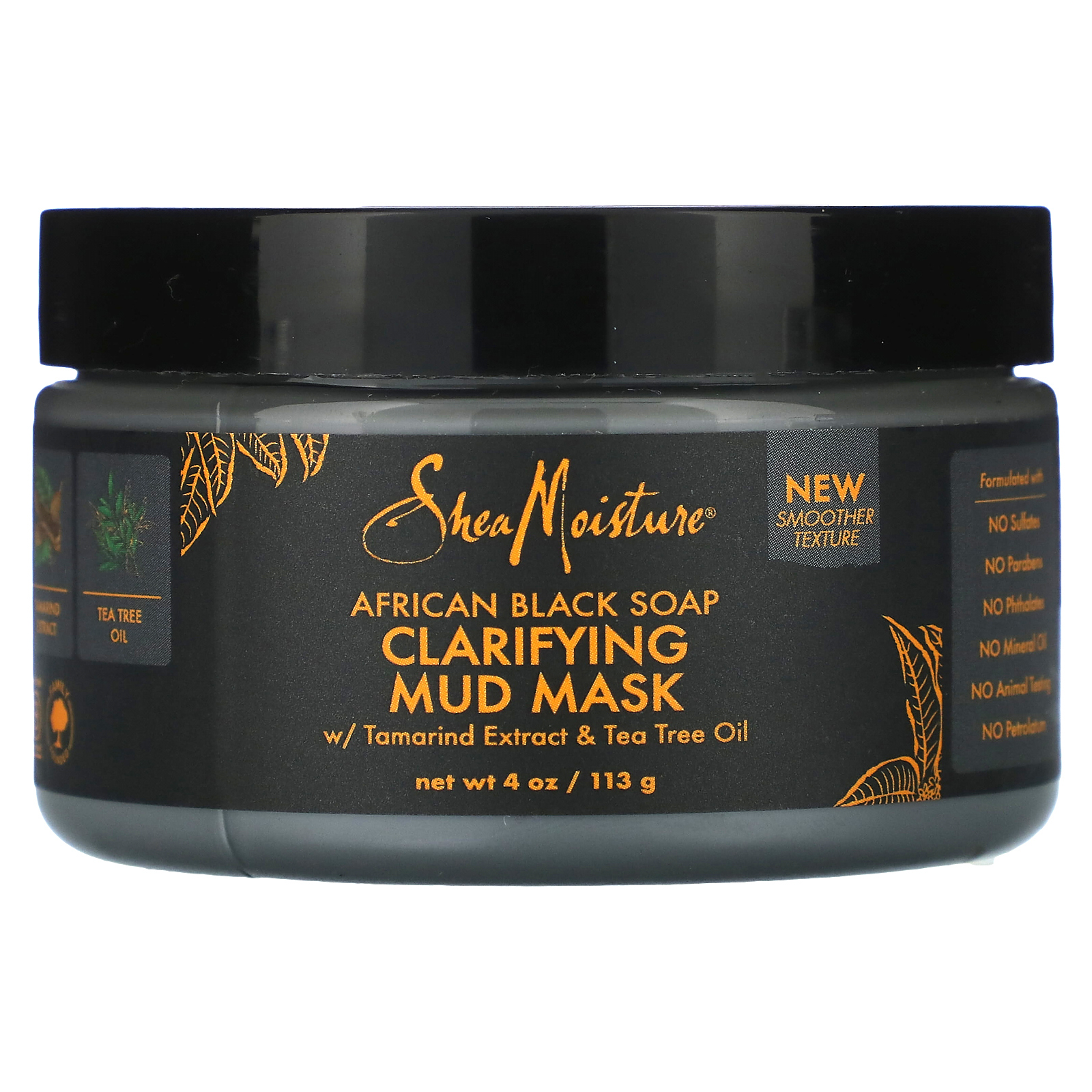 SheaMoisture, африканское черное мыло, очищающая грязевая маска с экстрактом тамаринда и маслом чайного дерева, 113 г (4 унции)