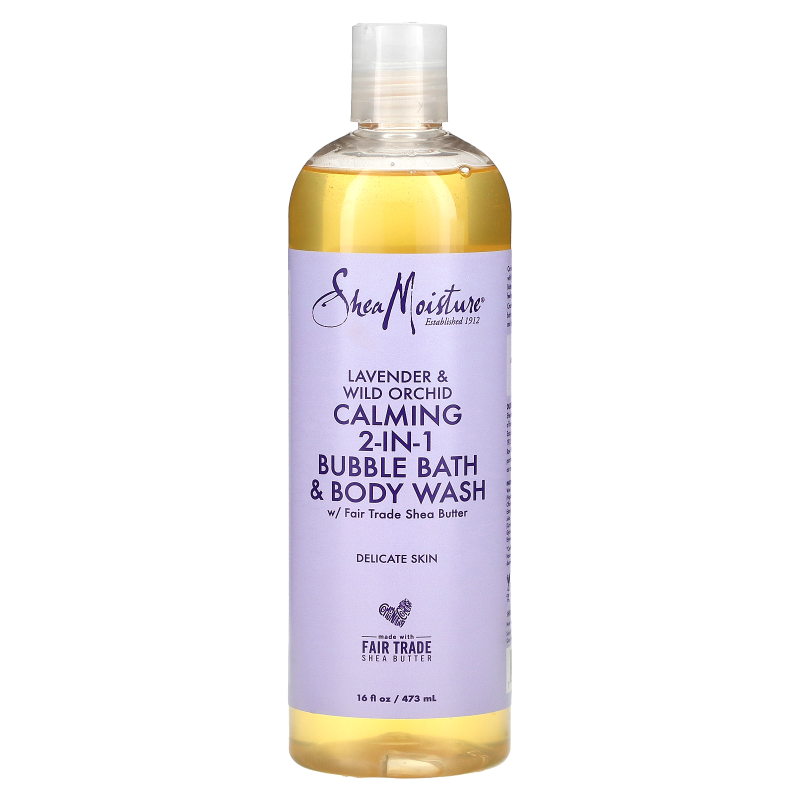 SheaMoisture, успокаивающая пена для ванны и гель для душа 2 в 1, лаванда и дикая орхидея, 473 мл (16 жидк. унций)