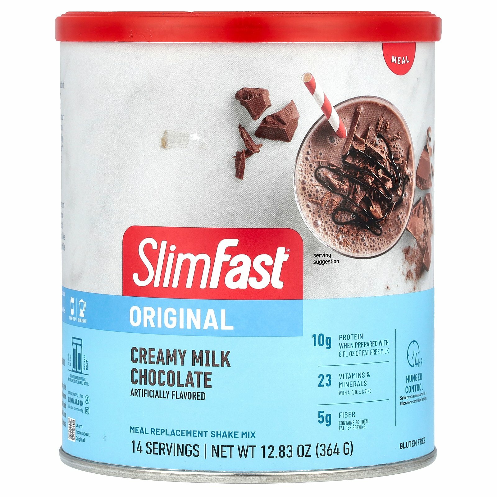 SlimFast, Original, смесь коктейлей для замены приемов пищи, сливочный молочный шоколад, 364 г (12,83 унции)