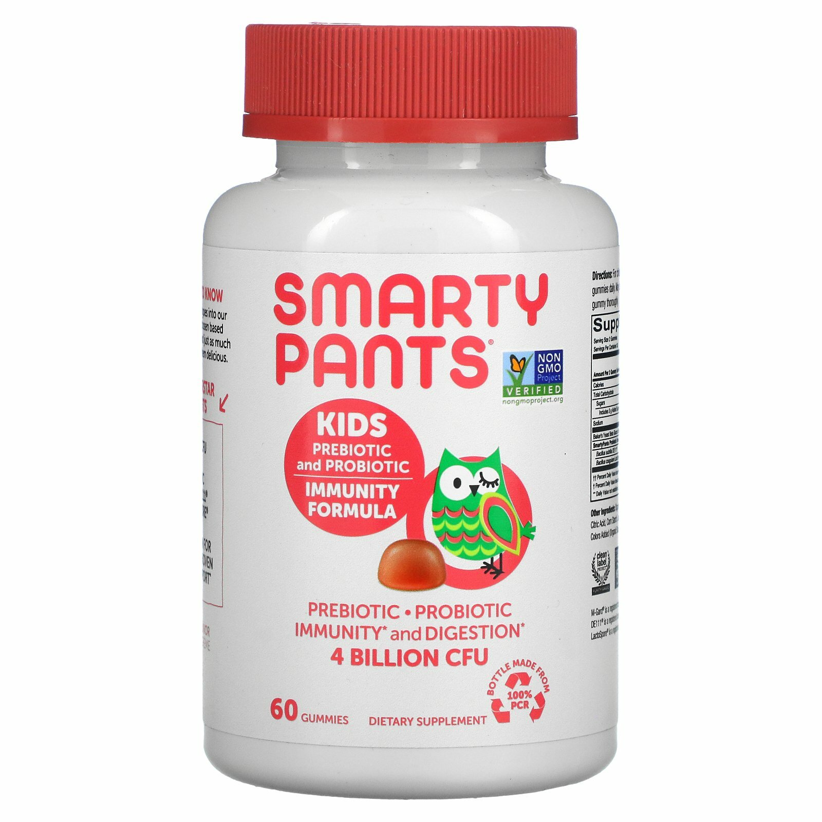 SmartyPants, пребиотики и пробиотики для детей, добавка для поддержки иммунитета, со вкусом клубничного крема, 4 млрд КОЕ, 60 жевательных таблеток (2 млрд КОЕ в 1 таблетке)