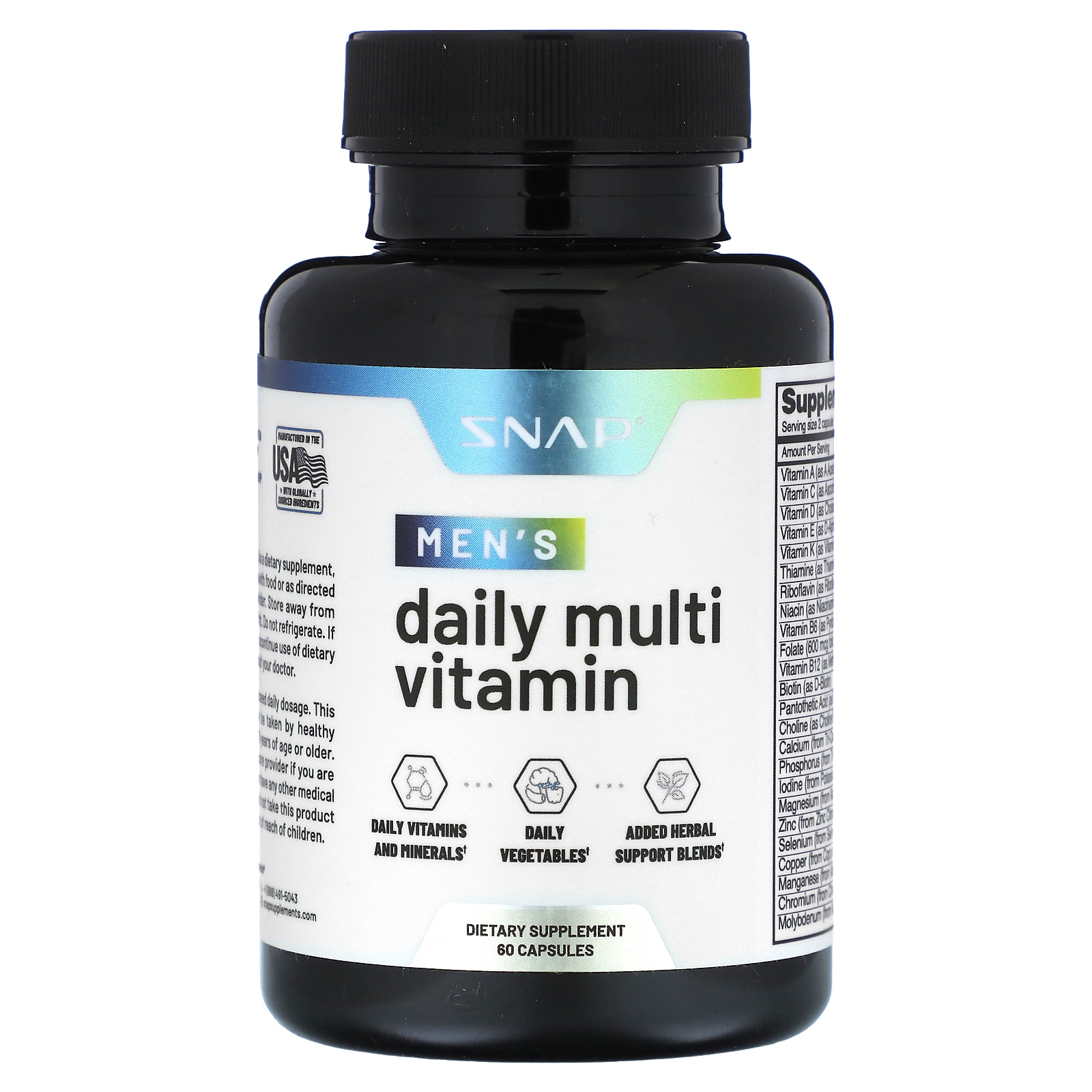 Snap Supplements, Мультивитамины для мужчин, 60 капсул