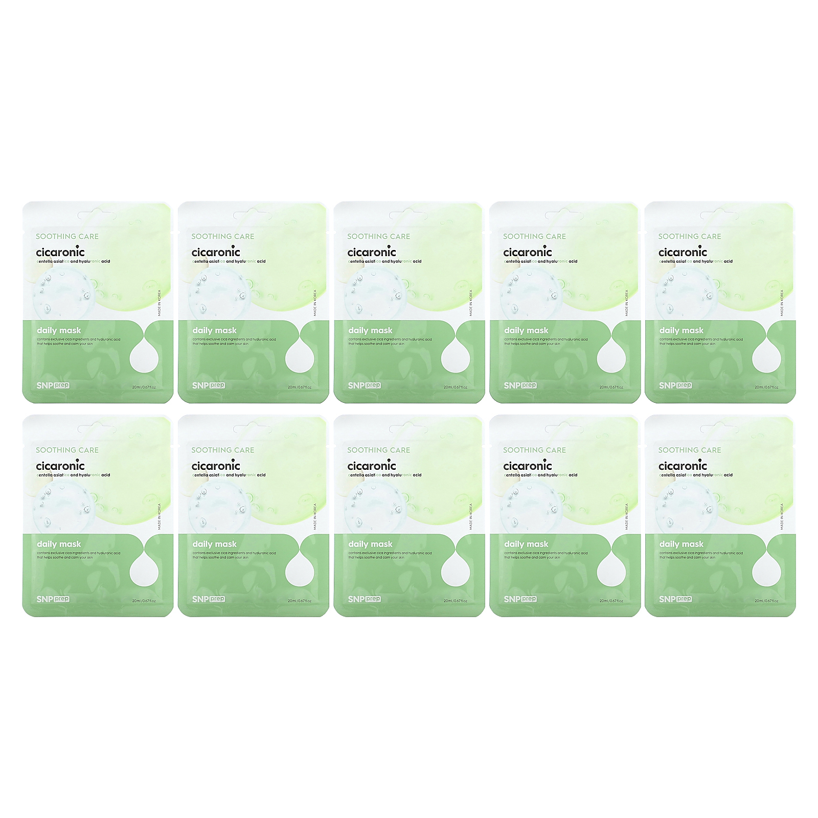 SNP, Daily Beauty Mask, Cicaronic``, 10 листовых масок, по 0,67 (20 мл) каждая