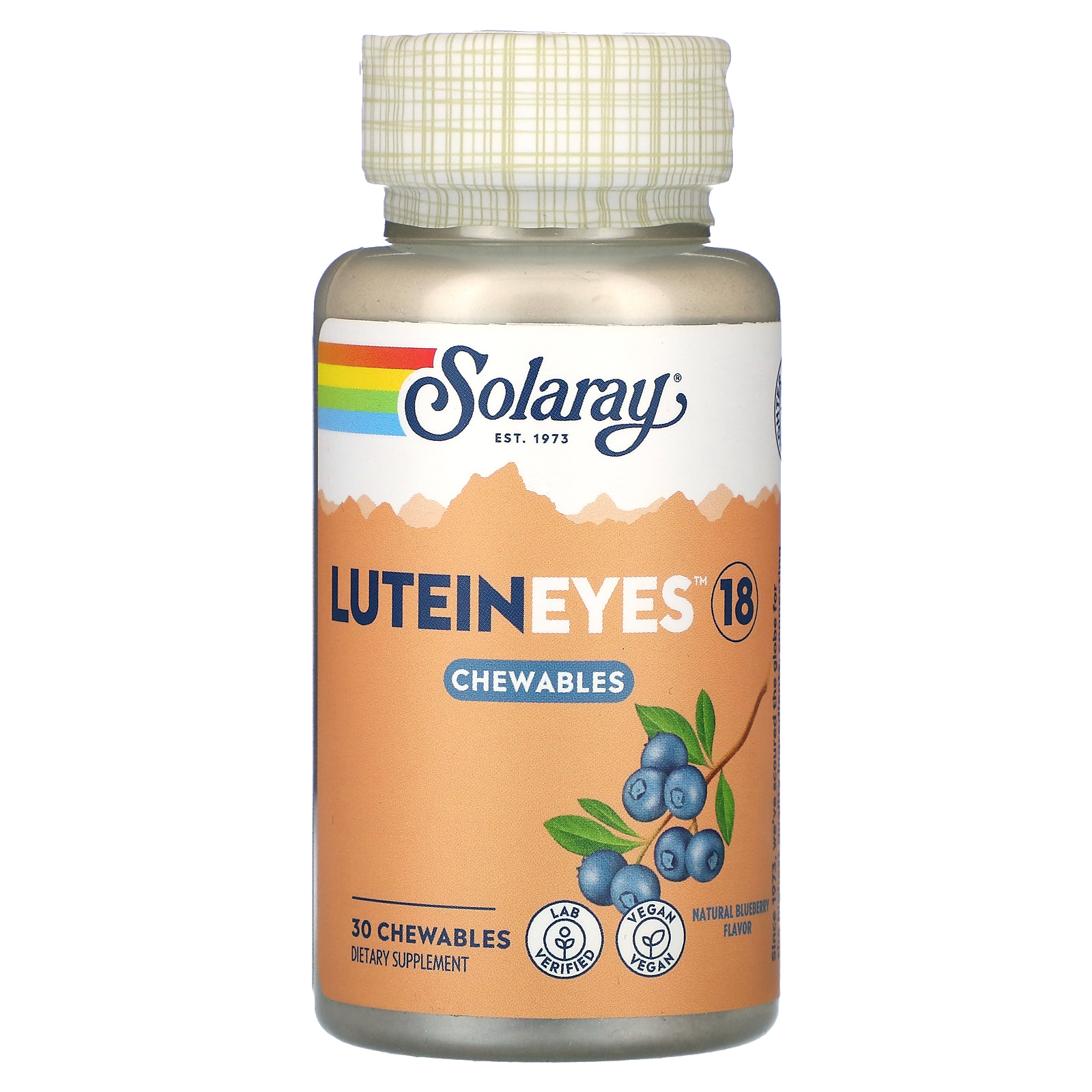 Solaray, Lutein Eyes 18, натуральная голубика, 30 жевательных таблеток