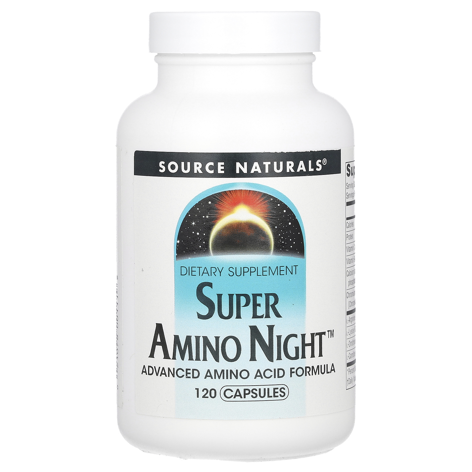 Source Naturals, Super Amino Night, формула с аминокислотами, ночная, 120 капсул