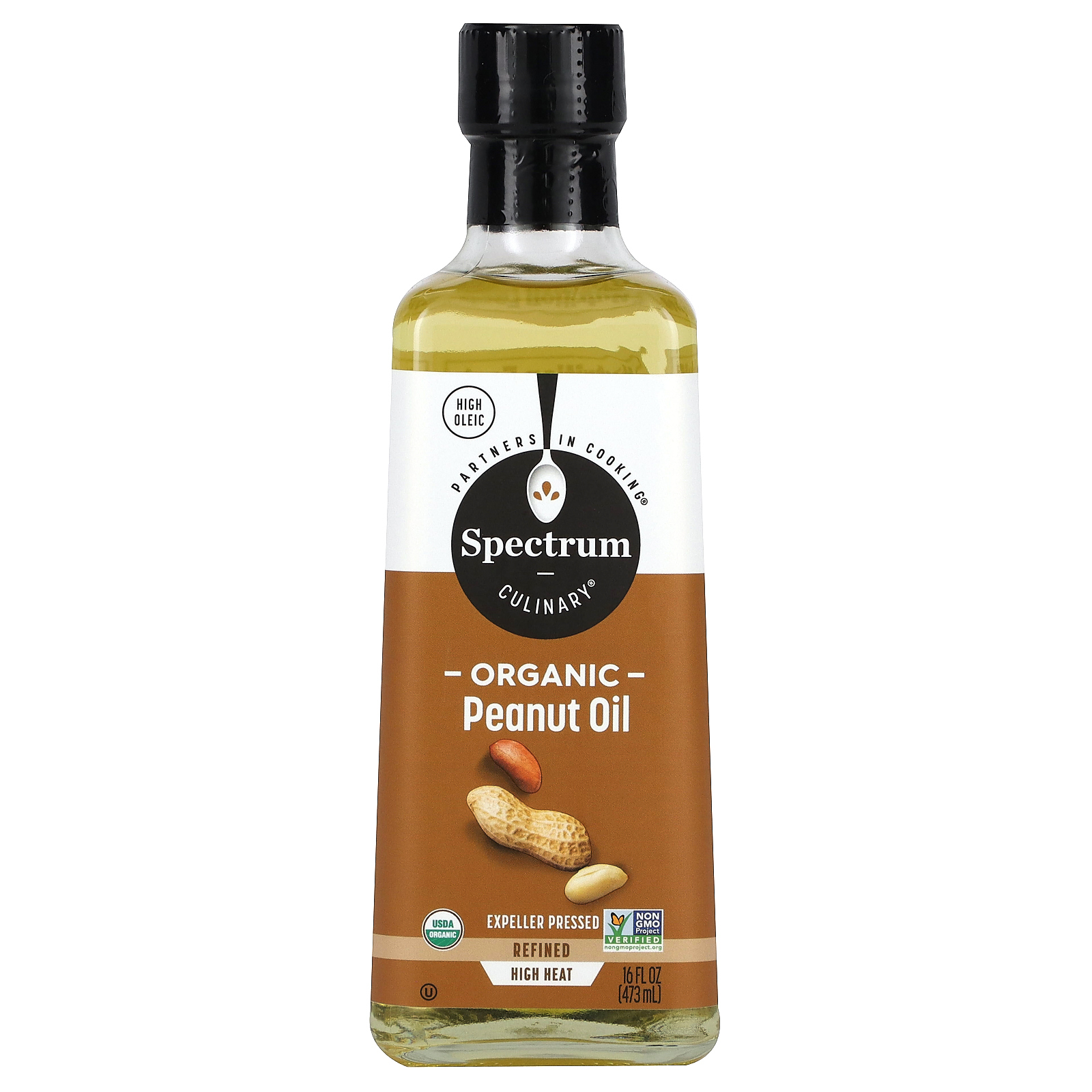 Spectrum Culinary, органическое арахисовое масло, отжатое шнековым прессом, 473 мл (16 жидк. унций)