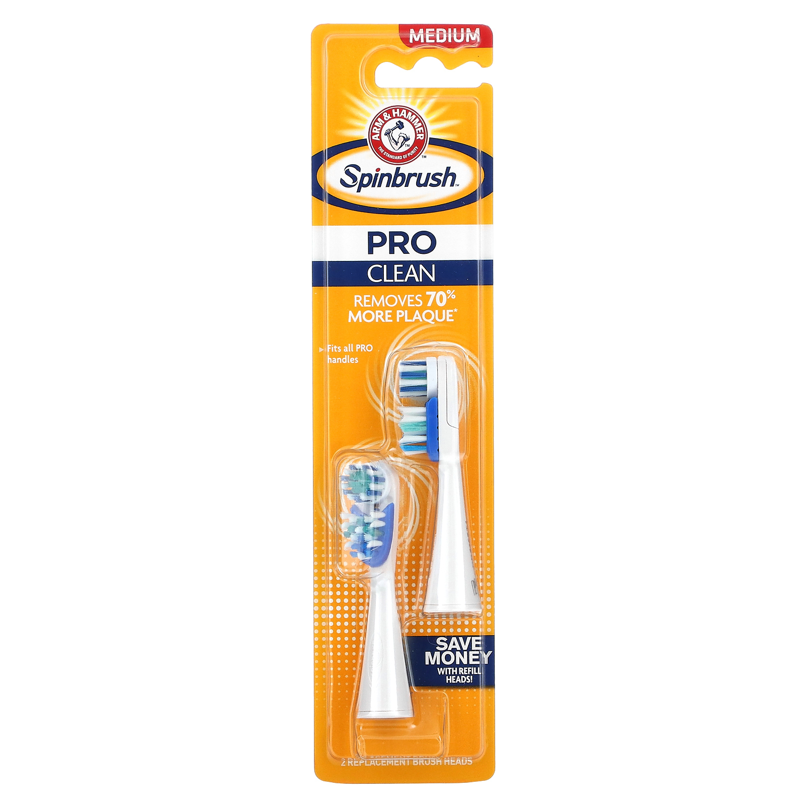 Spinbrush, Pro Clean, сменные насадки, средний размер, 2 насадки