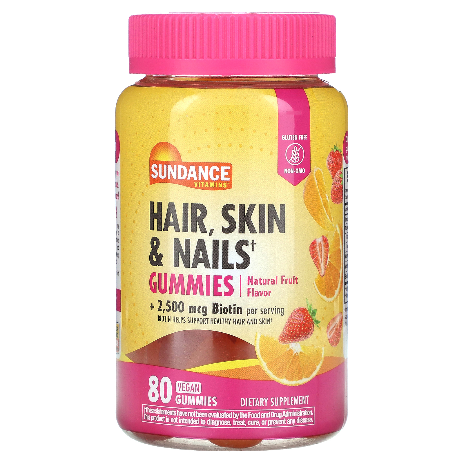 Sundance Vitamins, жевательные таблетки для здоровья волос, кожи и ногтей, с натуральным фруктовым вкусом, 80 веганских жевательных таблеток