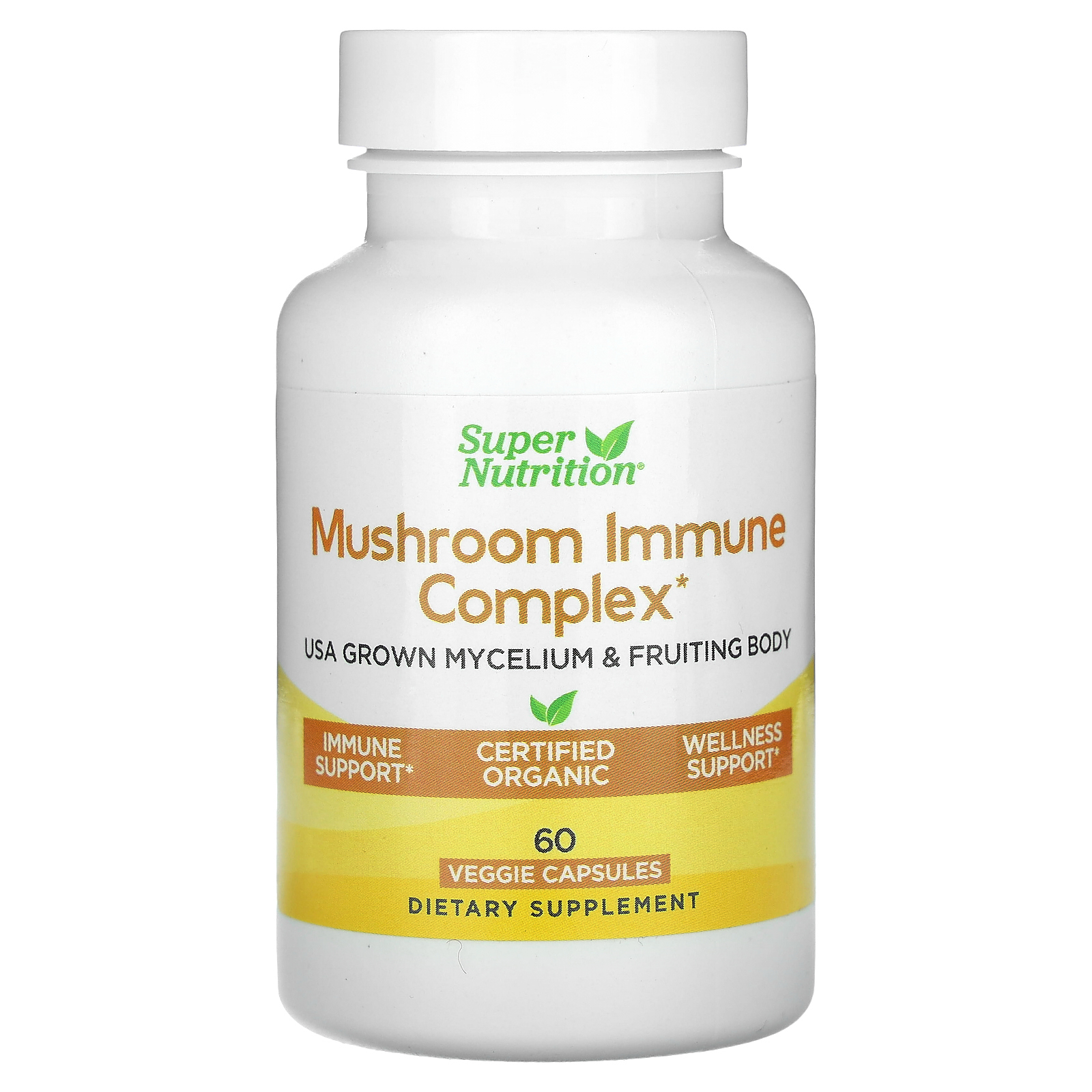 Super Nutrition, грибной комплекс для укрепления иммунитета, 60 растительных капсул