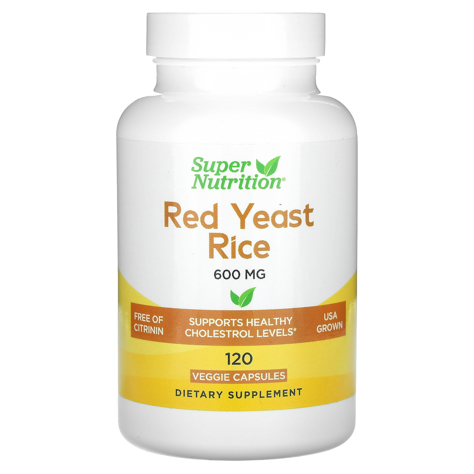 Super Nutrition, красный ферментированный рис, 600 мг, 120 растительных капсул