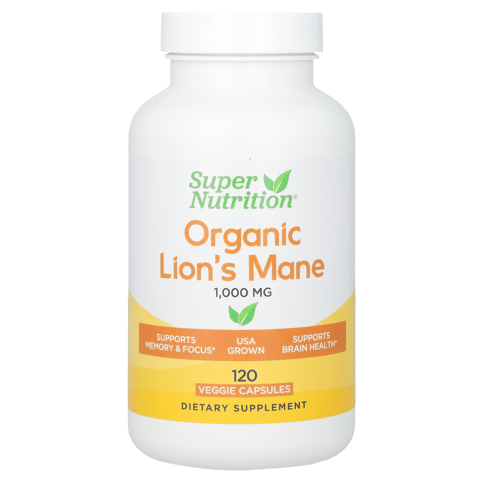 Super Nutrition, органический ежовик гребенчатый, 1000 мг, 120 растительных капсул (500 мг в 1 капсуле)
