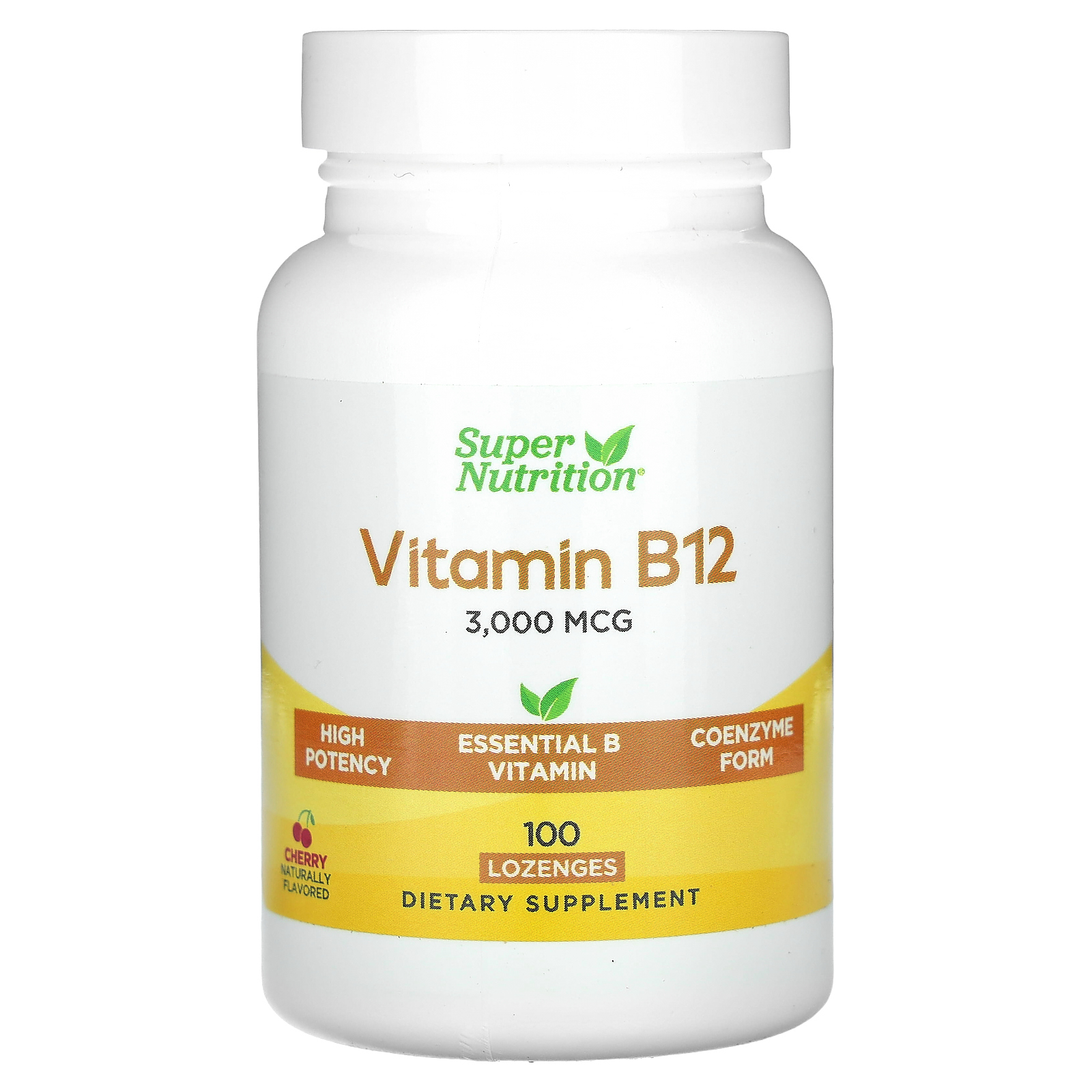 Super Nutrition, витамин B12, со вкусом вишни, 3000 мкг, 100 пастилок