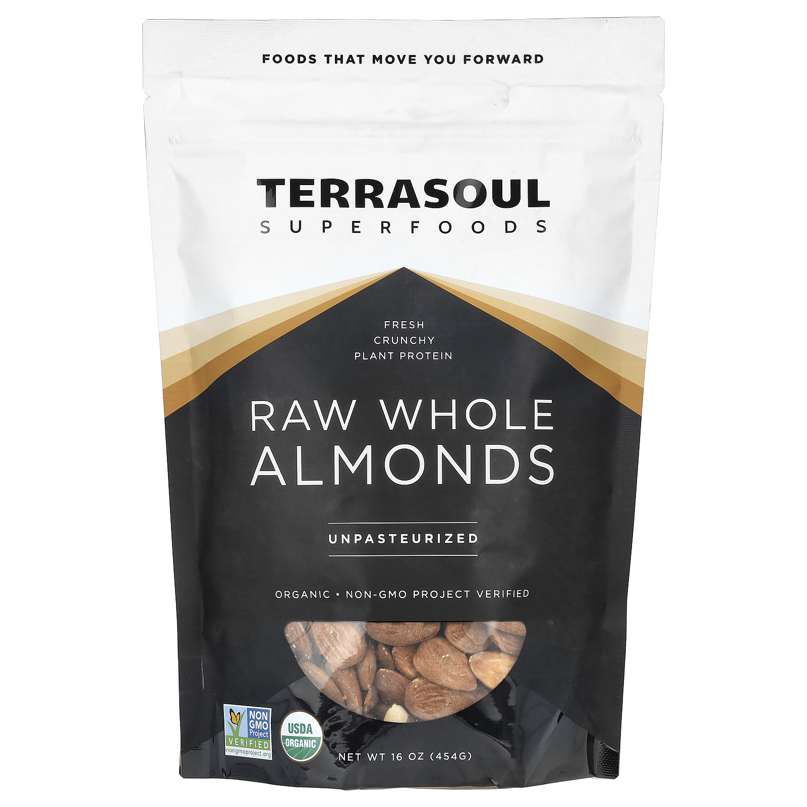 Terrasoul Superfoods, необработанный цельный миндаль, непастеризованный, 454 г (16 унций)