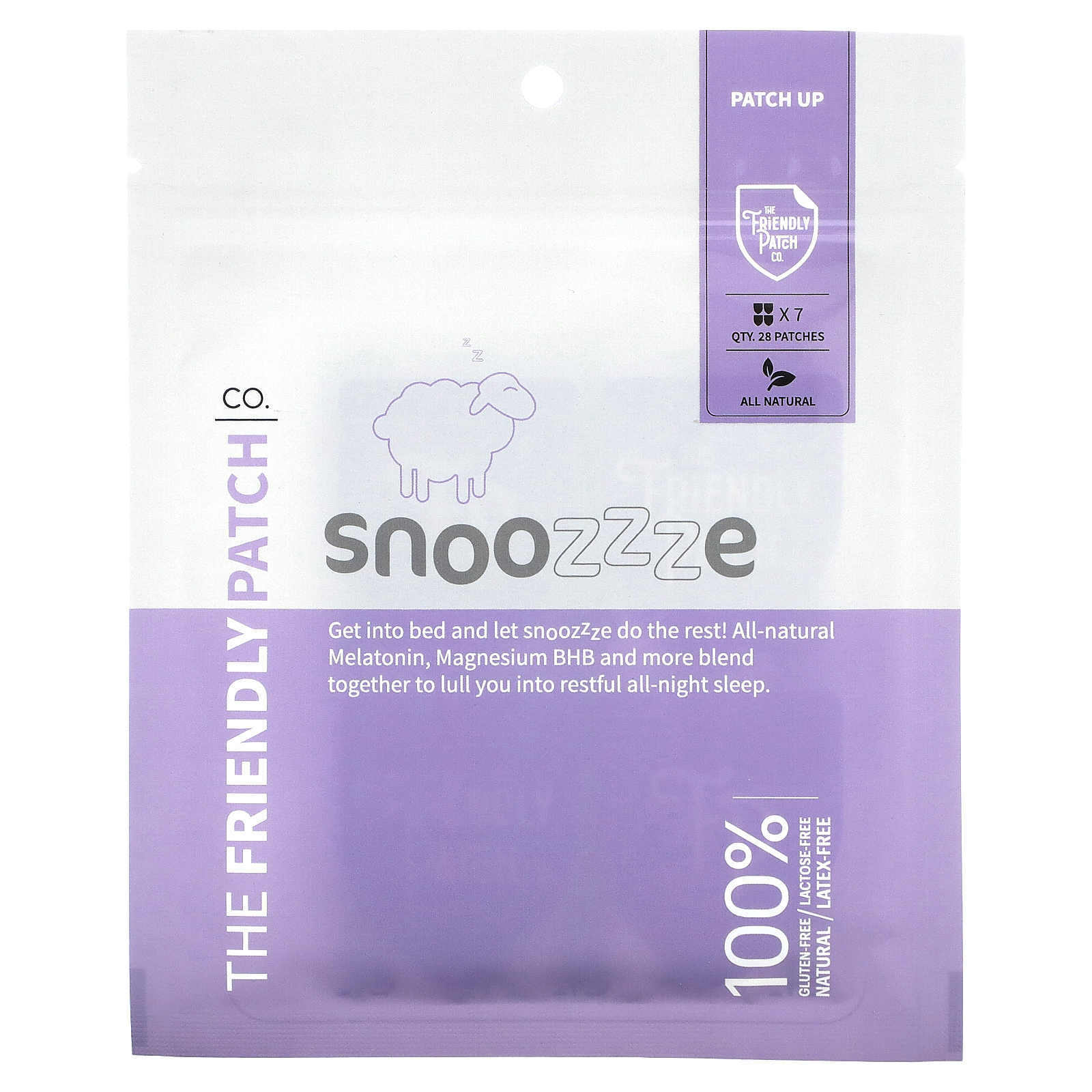 The Friendly Patch, Snoozzze, патч для сна с мелатонином, 28 шт.