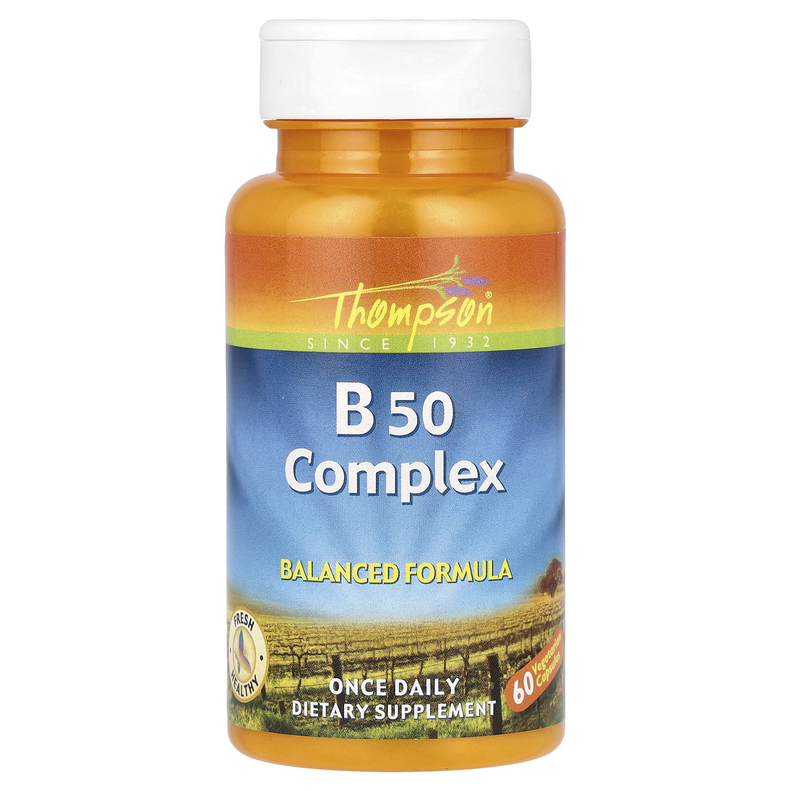 Thompson, B50 Complex, комплекс витаминов группы В, 60 вегетарианских капсул