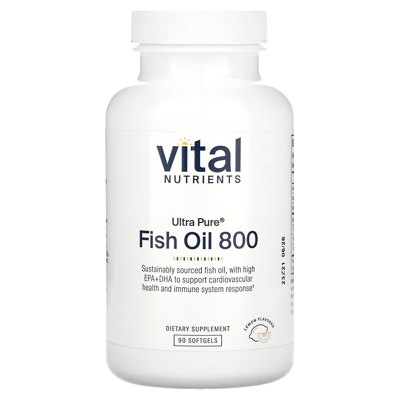 Vital Nutrients, ультрачистый рыбий жир 800, со вкусом лимона, 90 мягких таблеток