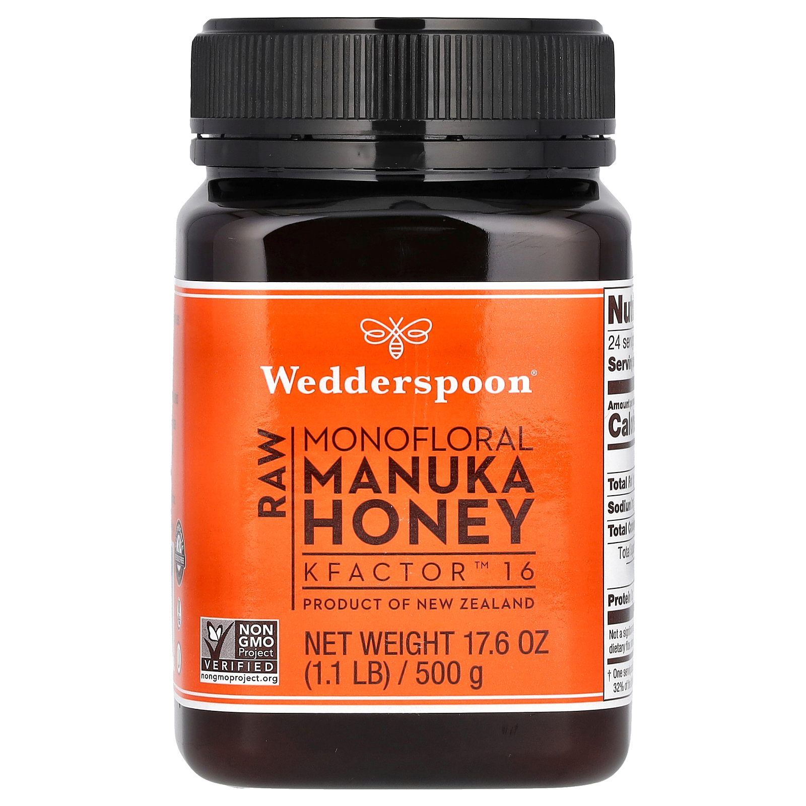 Wedderspoon, необработанный монофлорный мед манука, KFactor 16, 500 г (1,1 фунта)