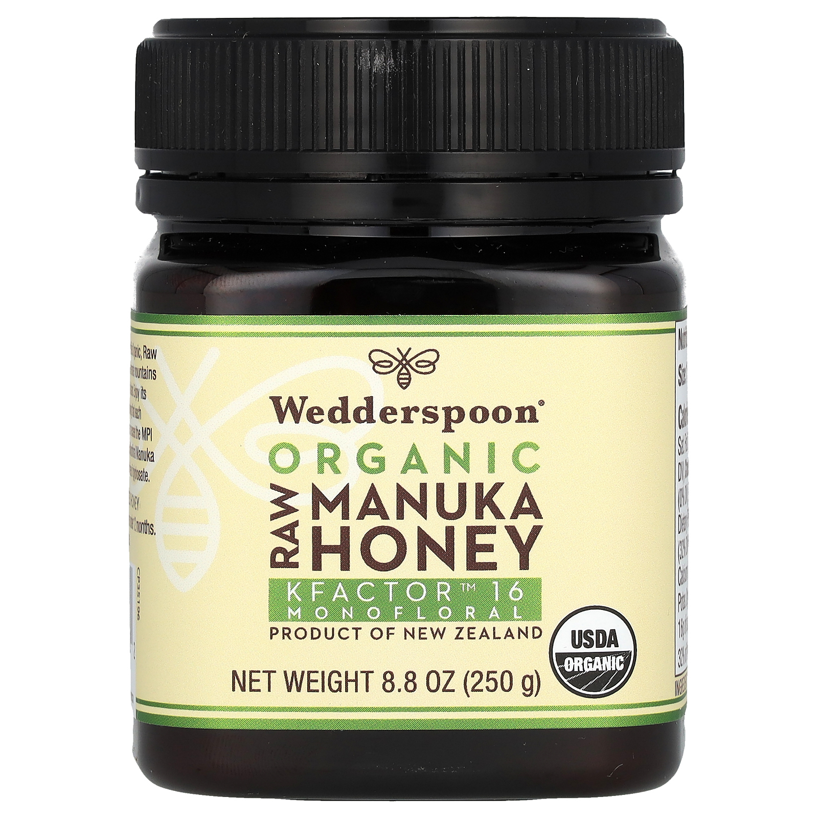 Wedderspoon, Органический необработанный мед манука, KFactor 16, 250 г (8,8 унции)