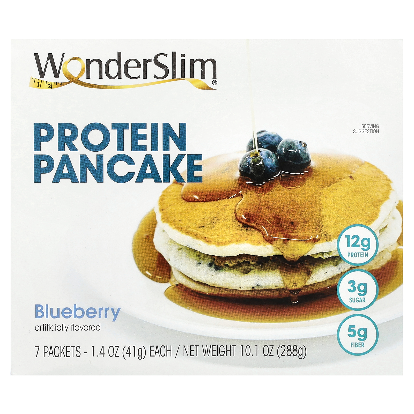 WonderSlim, протеиновый блин, голубика, 7 пакетиков по 41 г (1,4 унции)