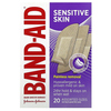Band Aid, лейкопластыри, для чувствительной кожи, 20 штук разных размеров - картинка 0