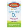 Carlson, Super Daily, витамин D3 для детей, 10 мкг (400 МЕ), 2,54 мл (0,086 жидк. унции) - картинка 0
