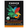 Choice Organic Teas, Черный чай без кофеина, английский завтрак без кофеина, 16 чайных пакетиков, 32 г (1,12 унции) - картинка 0
